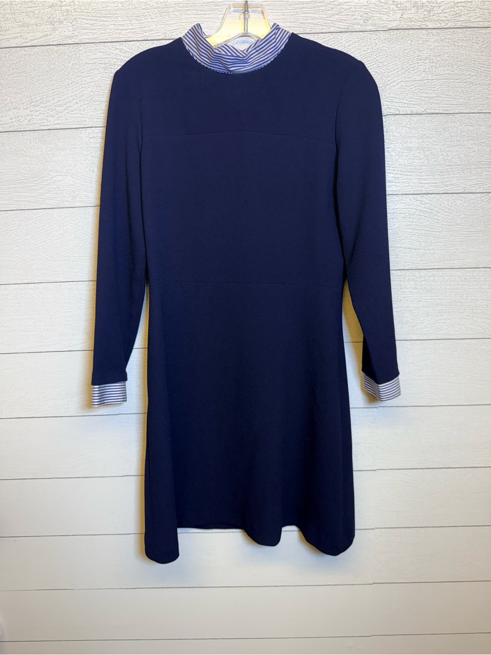Sandro Gigi Marine Mini Dress Mock Neck Long Sleeve Size 3 US 8 see measurements